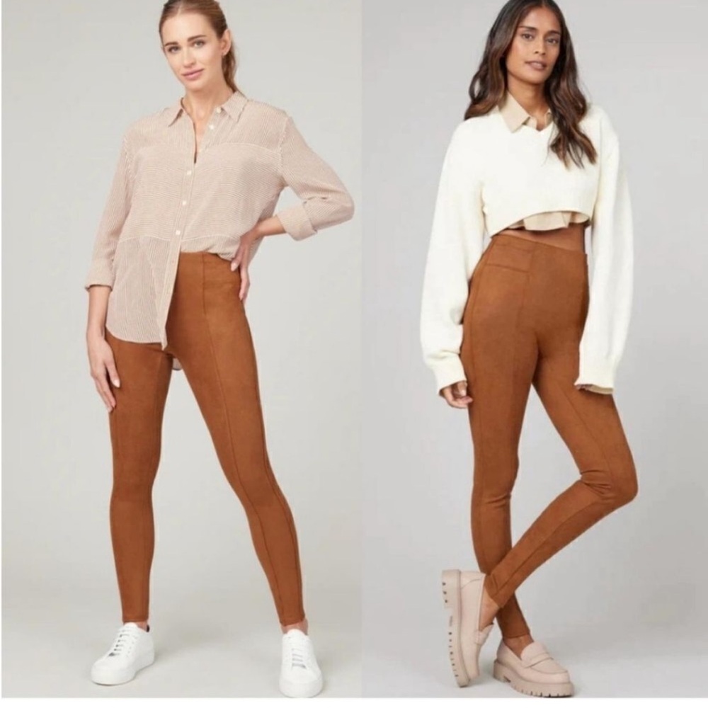 spanx faux suede leggings in rich caramel NWT bloggers favorite